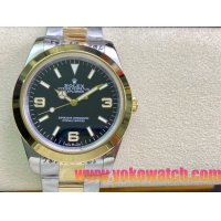 ロレックスコピー エクスプローラー（Oyster Perpetual Explorer）41mm 214270“グリーン・ダイヤル＋ゴールド・アラビア数字インデックス＋ポリッシュベゼル＋316Lスチールブレスレット” メンズ専用モデル