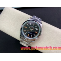 ロレックスコピー ミルガウス（Oyster Perpetual Milgauss）41mm 116400“ブラック・ダイヤル＋オレンジ・秒針＋グリーン・サファイアガラス＋316Lスチールブレスレット” メンズ専用モデル