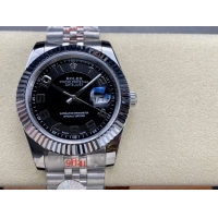 ロレックスコピー デイトジャスト（Oyster Perpetual Datejust）41mm 126234“ブラック・ダイヤル＋シルバー・アラビア数字インデックス＋リングコマンド機能搭載の三角坑紋ベゼル＋316Lスチールブレスレット” メ