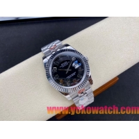 ロレックスコピー デイトジャスト（Oyster Perpetual Datejust）41mm 126234“ブラック・ダイヤル＋シルバー・アラビア数字インデックス＋リングコマンド機能搭載の三角坑紋ベゼル＋316Lスチールブレスレット” メ
