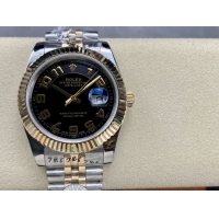 ロレックスコピー デイトジャスト（Oyster Perpetual Datejust）41mm 126233“ブラック・ダイヤル＋ゴールド・アラビア数字インデックス＋リングコマンド機能搭載の三角坑紋ベゼル＋316Lスチールブレスレット” メ