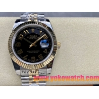 ロレックスコピー デイトジャスト（Oyster Perpetual Datejust）41mm 126233“ブラック・ダイヤル＋ゴールド・アラビア数字インデックス＋リングコマンド機能搭載の三角坑紋ベゼル＋316Lスチールブレスレット” メ