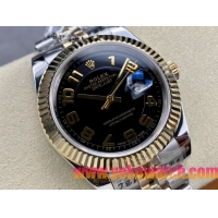 ロレックスコピー デイトジャスト（Oyster Perpetual Datejust）41mm 126233“ブラック・ダイヤル＋ゴールド・アラビア数字インデックス＋リングコマンド機能搭載の三角坑紋ベゼル＋316Lスチールブレスレット” メ