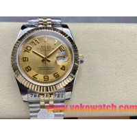 ロレックスコピー デイトジャスト（Oyster Perpetual Datejust）41mm 126233“ゴールド・ダイヤル＋ゴールド・アラビア数字インデックス＋リングコマンド機能搭載の三角坑紋ベゼル＋316Lスチールブレスレット” メ