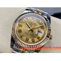 ロレックスコピー デイトジャスト（Oyster Perpetual Datejust）41mm 126233“ゴールド・ダイヤル＋ゴールド・アラビア数字インデックス＋リングコマンド機能搭載の三角坑紋ベゼル＋316Lスチールブレスレット” メ