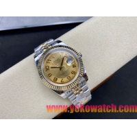 ロレックスコピー デイトジャスト（Oyster Perpetual Datejust）41mm 126233“ゴールド・ダイヤル＋ゴールド・アラビア数字インデックス＋リングコマンド機能搭載の三角坑紋ベゼル＋316Lスチールブレスレット” メ