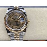 ロレックスコピー デイトジャスト（Oyster Perpetual Datejust）41mm 126233“ブラウン・ダイヤル＋ゴールド・アラビア数字インデックス＋リングコマンド機能搭載の三角坑紋ベゼル＋316Lスチールブレスレット” メ
