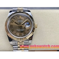 ロレックスコピー デイトジャスト（Oyster Perpetual Datejust）41mm 126233“ブラウン・ダイヤル＋ゴールド・アラビア数字インデックス＋リングコマンド機能搭載の三角坑紋ベゼル＋316Lスチールブレスレット” メ