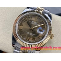 ロレックスコピー デイトジャスト（Oyster Perpetual Datejust）41mm 126233“ブラウン・ダイヤル＋ゴールド・アラビア数字インデックス＋リングコマンド機能搭載の三角坑紋ベゼル＋316Lスチールブレスレット” メ