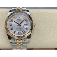 ロレックスコピー デイトジャスト（Oyster Perpetual Datejust）41mm 126233“シルバー・ダイヤル＋ゴールド・アラビア数字インデックス＋リングコマンド機能搭載の三角坑紋ベゼル＋316Lスチールブレスレット” メ
