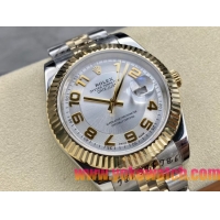 ロレックスコピー デイトジャスト（Oyster Perpetual Datejust）41mm 126233“シルバー・ダイヤル＋ゴールド・アラビア数字インデックス＋リングコマンド機能搭載の三角坑紋ベゼル＋316Lスチールブレスレット” メ