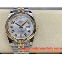 ロレックスコピー デイトジャスト（Oyster Perpetual Datejust）41mm 126233“シルバー・ダイヤル＋ゴールド・アラビア数字インデックス＋リングコマンド機能搭載の三角坑紋ベゼル＋316Lスチールブレスレット” メ