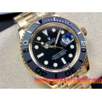 ロレックスコピー ヤット・マスター（Yacht-Master）40mm 126655RBR“ブラック・ダイヤル＋ゴールドケース＋セラミックベゼル” メンズ専用モデル