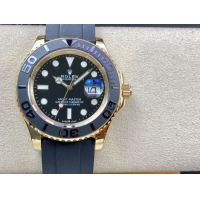 ロレックスコピー ヤット・マスター（Yacht-Master）40mm 126655RBR“ブラック・ダイヤル＋ゴールドケース＋セラミックベゼル＋ラバーブレスレット” メンズ専用モデル