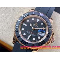 ロレックスコピー ヤット・マスター（Yacht-Master）40mm 126655RBR“ブラック・ダイヤル＋ローズゴールドケース＋セラミックベゼル＋ラバーブレスレット” メンズ専用モデル
