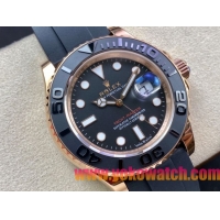 ロレックスコピー ヤット・マスター（Yacht-Master）40mm 126655RBR“ブラック・ダイヤル＋ローズゴールドケース＋セラミックベゼル＋ラバーブレスレット” メンズ専用モデル