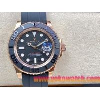 ロレックスコピー ヤット・マスター（Yacht-Master）40mm 126655RBR“ブラック・ダイヤル＋ローズゴールドケース＋セラミックベゼル＋ラバーブレスレット” メンズ専用モデル