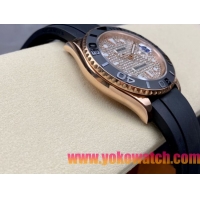 ロレックスコピー ヤット・マスター（Yacht-Master）40mm 126655RBR“ダイヤモンド・ダイヤル＋ローズゴールドケース＋セラミックベゼル＋ラバーブレスレット” メンズ専用モデル