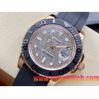 ロレックスコピー ヤット・マスター（Yacht-Master）40mm 126655RBR“ダイヤモンド・ダイヤル＋ローズゴールドケース＋セラミックベゼル＋ラバーブレスレット” メンズ専用モデル