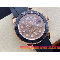 ロレックスコピー ヤット・マスター（Yacht-Master）40mm 126655RBR“ダイヤモンド・ダイヤル＋ローズゴールドケース＋セラミックベゼル＋ラバーブレスレット” メンズ専用モデル