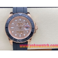 ロレックスコピー ヤット・マスター（Yacht-Master）40mm 126655RBR“ダイヤモンド・ダイヤル＋ローズゴールドケース＋セラミックベゼル＋ラバーブレスレット” メンズ専用モデル