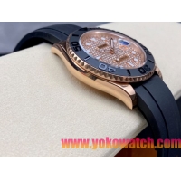 ロレックスコピー ヤット・マスター（Yacht-Master）40mm 126655RBR“ダイヤモンド・ダイヤル＋ローズゴールドケース＋セラミックベゼル＋ラバーブレスレット” メンズ専用モデル