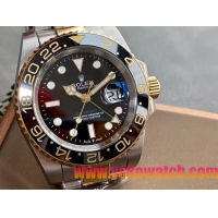 ロレックスコピー GMT-Master II（グリーンニッチ）41mm 126713CHNR“ブラック・ダイヤル＋ステンレスケース＋ゴールドベゼル＋オイスターブレスレット” メンズ専用モデル