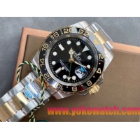 ロレックスコピー GMT-Master II（グリーンニッチ）41mm 126713CHNR“ブラック・ダイヤル＋ステンレスケース＋ゴールドベゼル＋オイスターブレスレット” メンズ専用モデル