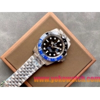 ロレックスコピー GMT-Master II（グリーンニッチ）41mm “ブラック・ダイヤル＋ステンレスケース＋バイカラーセラミックベゼル＋オイスターブレスレット” メンズ専用モデル