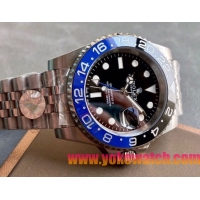 ロレックスコピー GMT-Master II（グリーンニッチ）41mm “ブラック・ダイヤル＋ステンレスケース＋バイカラーセラミックベゼル＋オイスターブレスレット” メンズ専用モデル