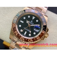 ロレックスコピー GMT-Master II（グリーンニッチ）40mm 126715CHNR“ブラック・ダイヤル＋ローズゴールドケース＋バイカラーセラミックベゼル（サッシャーン）＋オイスターブレスレット” メンズ専用モデル