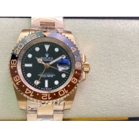 ロレックスコピー GMT-Master II（グリーンニッチ）40mm 126715CHNR“ブラック・ダイヤル＋ローズゴールドケース＋バイカラーセラミックベゼル（サッシャーン）＋オイスターブレスレット” メンズ専用モデル
