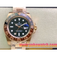ロレックスコピー GMT-Master II（グリーンニッチ）40mm 126715CHNR“ブラック・ダイヤル＋ローズゴールドケース＋バイカラーセラミックベゼル（サッシャーン）＋オイスターブレスレット” メンズ専用モデル