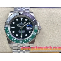 ロレックスコピー GMT-Master II（グリーンニッチ）40mm 126710BLNR“ブラック・ダイヤル＋ステンレスケース＋バイカラーセラミックベゼル（スプリット・グリーン）＋オイスターブレスレット” メンズ専用モデル