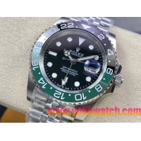 ロレックスコピー GMT-Master II（グリーンニッチ）40mm 126710BLNR“ブラック・ダイヤル＋ステンレスケース＋バイカラーセラミックベゼル（スプリット・グリーン）＋オイスターブレスレット” メンズ専用モデル