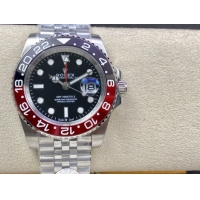 ロレックスコピー GMT-Master II（グリーンニッチ）40mm 126710BLNR“ブラック・ダイヤル＋ステンレスケース＋バイカラーセラミックベゼル（ピップス／レッド＆ブラック）＋オイスターブレスレット” メンズ専用モデル