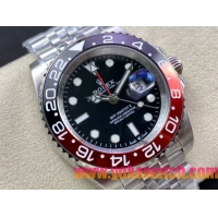 ロレックスコピー GMT-Master II（グリーンニッチ）40mm 126710BLNR“ブラック・ダイヤル＋ステンレスケース＋バイカラーセラミックベゼル（ピップス／レッド＆ブラック）＋オイスターブレスレット” メンズ専用モデル