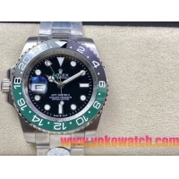 ロレックスコピー GMT-Master II（グリーンニッチ）40mm 126710BLNR“ブラック・ダイヤル＋ステンレスケース＋バイカラーセラミックベゼル（スプリット・グリーン）＋オイスターブレスレット” メンズ専用モデル