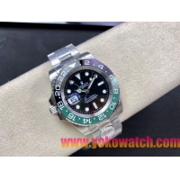 ロレックスコピー GMT-Master II（グリーンニッチ）40mm 126710BLNR“ブラック・ダイヤル＋ステンレスケース＋バイカラーセラミックベゼル（スプリット・グリーン）＋オイスターブレスレット” メンズ専用モデル