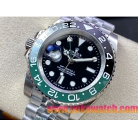 ロレックスコピー GMT-Master II（グリーンニッチ）40mm 126710BLNR“ブラック・ダイヤル＋ステンレスケース＋バイカラーセラミックベゼル（スプリット・グリーン）＋オイスターブレスレット” メンズ専用モデル 