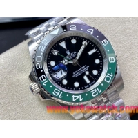 ロレックスコピー GMT-Master II（グリーンニッチ）40mm 126710BLNR“ブラック・ダイヤル＋ステンレスケース＋バイカラーセラミックベゼル（スプリット・グリーン）＋オイスターブレスレット” メンズ専用モデル 