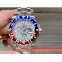 ロレックスコピー GMT-Master II（グリーンニッチ）40mm 126710BLNR“マーブル・ダイヤル＋ステンレスケース＋バイカラーセラミックベゼル（ブルー＆レッド）＋オイスターブレスレット” メンズ専用モデル