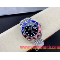 ロレックスコピー GMT-Master II（グリーンニッチ）40mm 126710BLNR“ブラック・ダイヤル＋ステンレスケース＋バイカラーセラミックベゼル（ブルー＆レッド）＋オイスターブレスレット” メンズ専用モデル