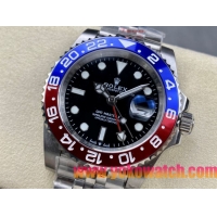 ロレックスコピー GMT-Master II（グリーンニッチ）40mm 126710BLNR“ブラック・ダイヤル＋ステンレスケース＋バイカラーセラミックベゼル（ブルー＆レッド）＋オイスターブレスレット” メンズ専用モデル