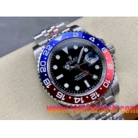ロレックスコピー GMT-Master II（グリーンニッチ）40mm 126710BLNR“ブラック・ダイヤル＋ステンレスケース＋バイカラーセラミックベゼル（ブルー＆レッド）＋オイスターブレスレット” メンズ専用モデル
