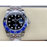 ロレックスコピー GMT-Master II（グリーンニッチ）40mm 126710BLNR“ブラック・ダイヤル＋ステンレスケース＋バイカラーセラミックベゼル（ブルー＆グレー）＋オイスターブレスレット” メンズ専用モデル