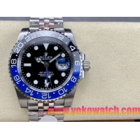 ロレックスコピー GMT-Master II（グリーンニッチ）40mm 126710BLNR“ブラック・ダイヤル＋ステンレスケース＋バイカラーセラミックベゼル（ブルー＆グレー）＋オイスターブレスレット” メンズ専用モデル