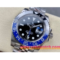 ロレックスコピー GMT-Master II（グリーンニッチ）40mm 126710BLNR“ブラック・ダイヤル＋ステンレスケース＋バイカラーセラミックベゼル（ブルー＆グレー）＋オイスターブレスレット” メンズ専用モデル