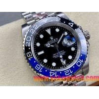 ロレックスコピー GMT-Master II（グリーンニッチ）40mm 126710BLNR“ブラック・ダイヤル＋ステンレスケース＋バイカラーセラミックベゼル（ブルー＆グレー）＋オイスターブレスレット” メンズ専用モデル