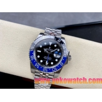 ロレックスコピー GMT-Master II（グリーンニッチ）40mm 126710BLNR“ブラック・ダイヤル＋ステンレスケース＋バイカラーセラミックベゼル（ブルー＆グレー）＋オイスターブレスレット” メンズ専用モデル